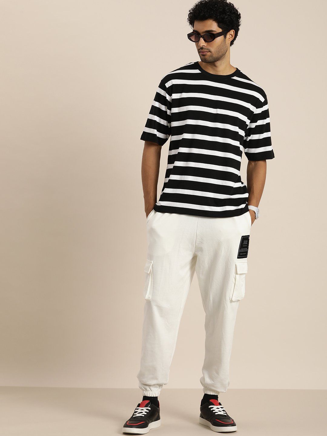 Difference of opinion Multicoloured Striped Oversized T-Shirt