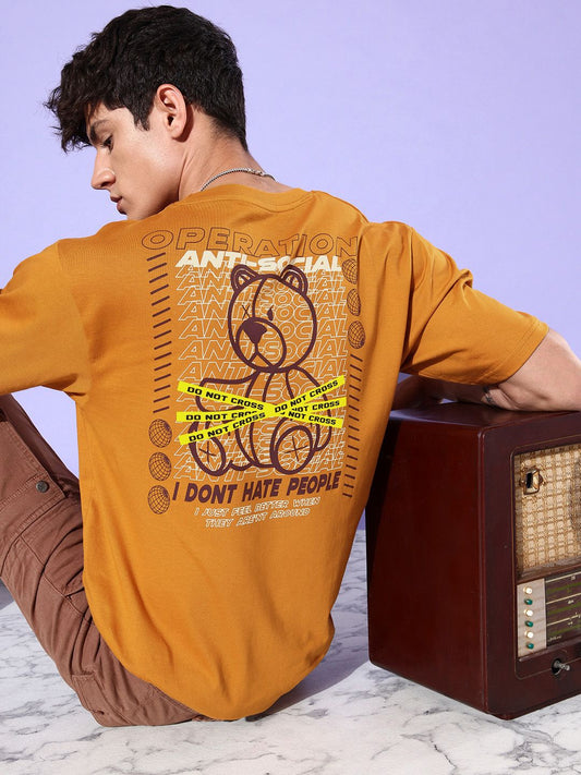 Difference of Opinion Brown Graphic Oversized T-Shirt