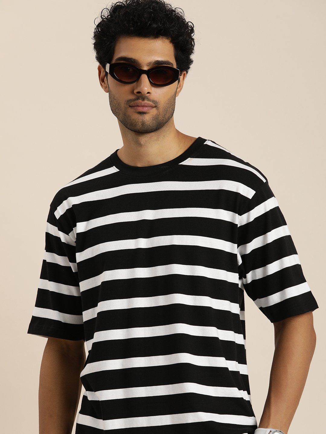 Difference of opinion Multicoloured Striped Oversized T-Shirt